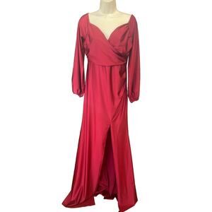 Fashion Nova Maxi Bodycon Dress - Size XL - Burgundy Mock Neck, Long Sleeve